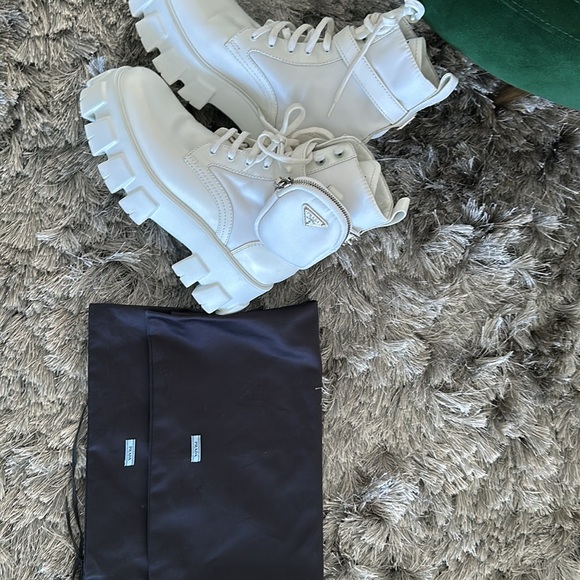 PRADA MONOLITH LEATHER BOOTS - Picture 12 of 12